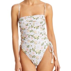 Capittana REVERSIBLE one piece scrunch side irene white garden floral swimsuit